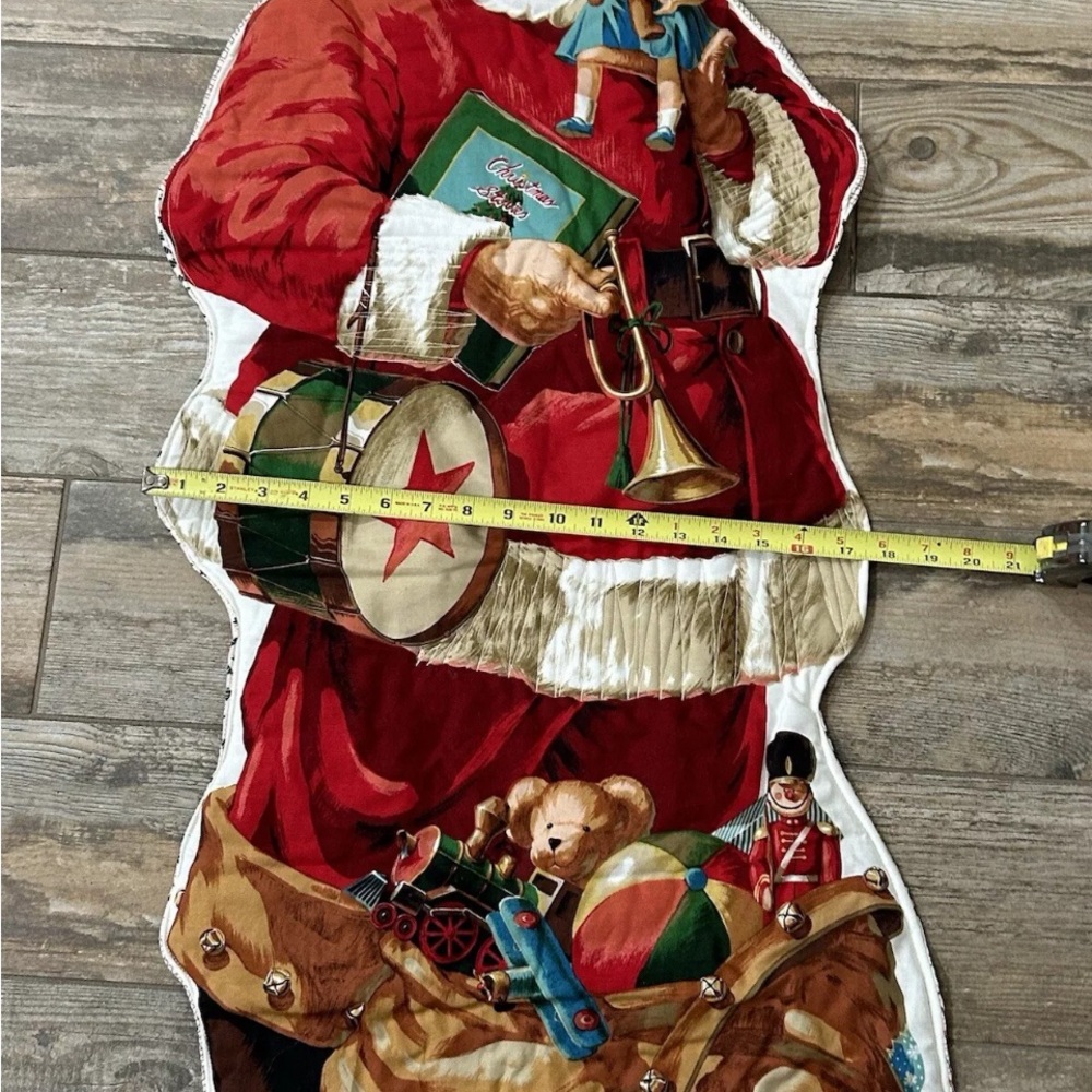 Vintage Hand Quilted Fabric c Santa Clause Wall Door Hanging Christmas Decor - Picture 6 of 9